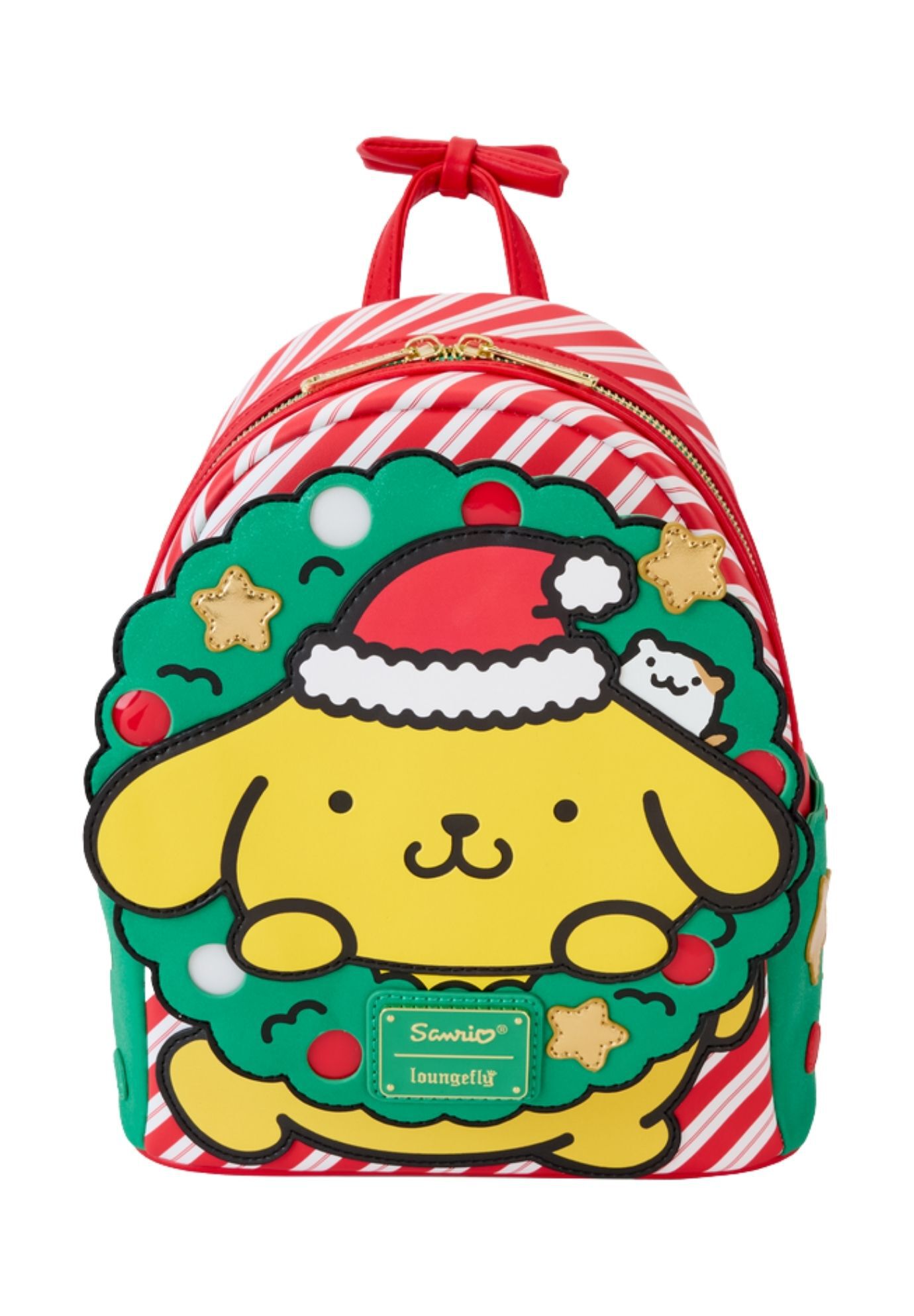 Women's Loungefly x Sanrio Pompompurin Santa Hat Light Up Mini Backpack by Loungefly in Red (Size ONE SIZE)