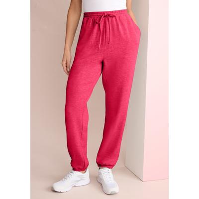 Plus Size Women's Comfort+ Fleece Slim Leg Jogger by Roaman's in Vibrant Rose (Size 5X)