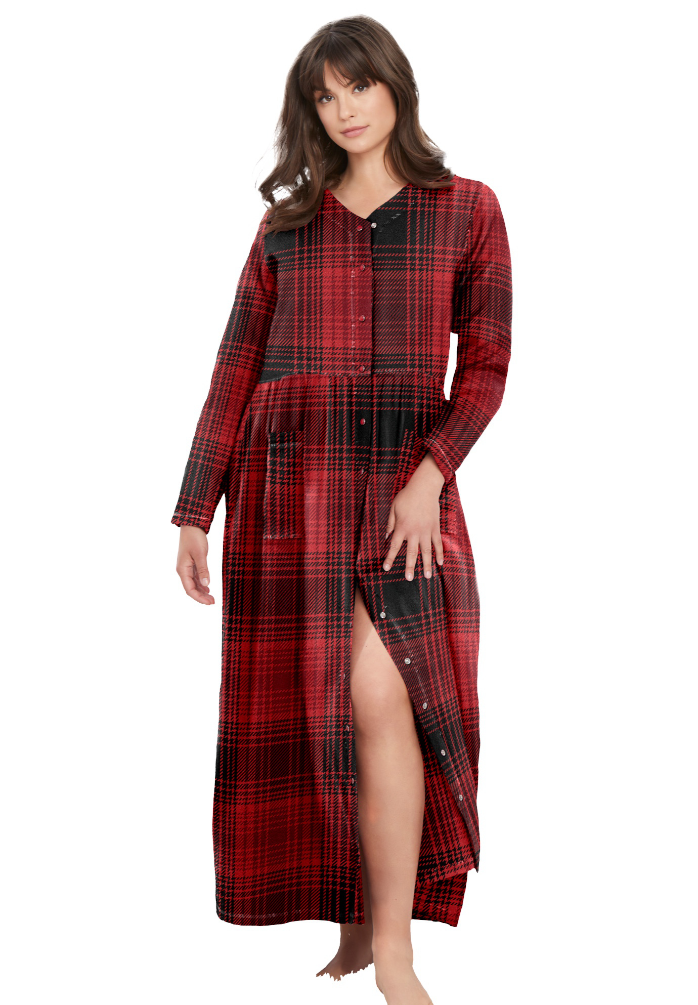 Plus Size Women's Flannel Plaid Lounger by Only Necessities in Red Tartan Plaid (Size 2X)