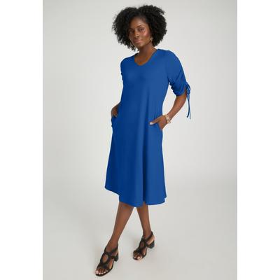 Plus Size Women's Tie Sleeve Midi Dress by Jessica London in Dark Sapphire (Size S)