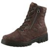 Schnürstiefelette WALDLÄUFER "H-SERENA", Damen, Gr. 8,5 (42,5), braun (dunkelbraun), Veloursleder, unifarben, klassisch, Schuhe, Schnürboots, Profilsohle, Blockabsatz, in Komfortweite H (= sehr weit)