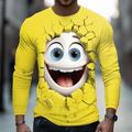 Per uomo 3D Emote divertenti Maglietta Manica Lunga maglietta Stampa 3D Girocollo Camicia Moda Esagerato Streetwear Quotidiano Nero Giallo Blu Estate Primavera Autunno Abbigliamento S M L XL XXL XXXL
