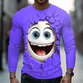 Per uomo 3D Emote divertenti Maglietta Manica Lunga maglietta Stampa 3D Girocollo Camicia Moda Esagerato Streetwear Quotidiano Nero Giallo Blu Estate Primavera Autunno Abbigliamento S M L XL XXL XXXL