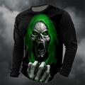 Halloween Per uomo La Morte 3D Maglietta Manica Lunga maglietta Stampa 3D Girocollo Camicia Moda Esagerato Streetwear Casuale Quotidiano Rosso Verde Estate Primavera Autunno Abbigliamento S M L XL