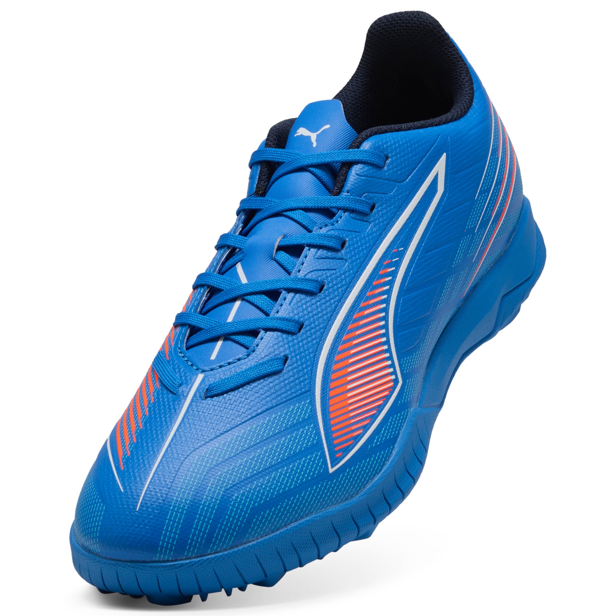 Fußballschuh PUMA "ULTRA 6 PLAY TT", Damen, Gr. 40, weiß (ultra blau, puma weiß, glowing rot), Synthetik, Schuhe Fußballschuh, für synthetische Hartplätze