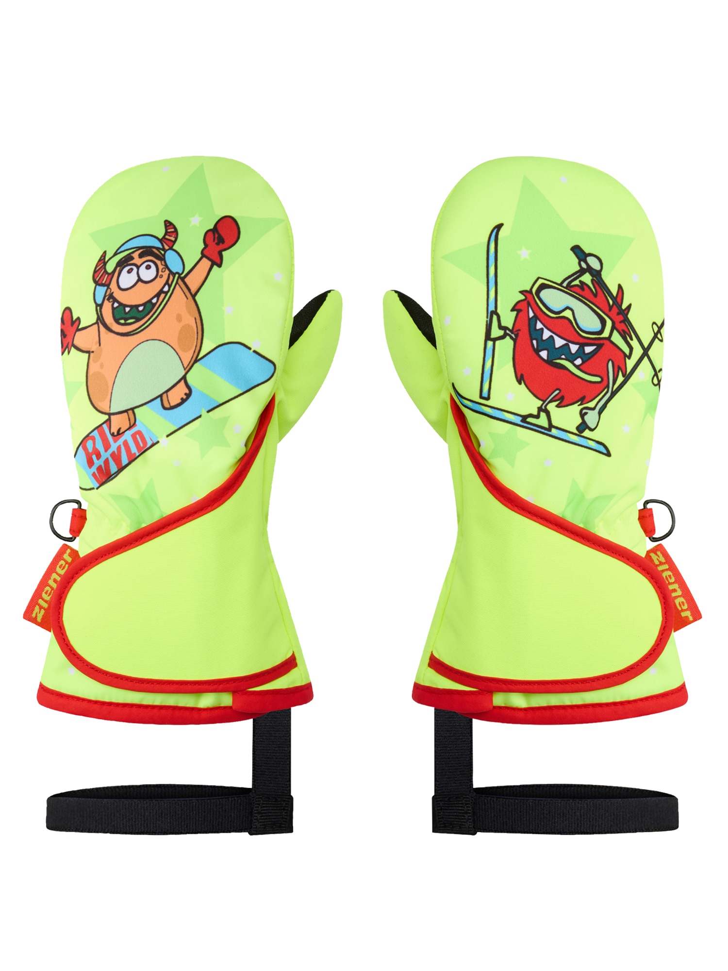 Fäustlinge ZIENER "LEMMI-Z glove mini", Kinder, Gr. 2,5, gelb (poison gelb), Obermaterial: 100% Polyester; Innenhand: 100% Polyester; Futter: 100% Polyester; Wattierung: 100% Polyester, Handschuhe Image