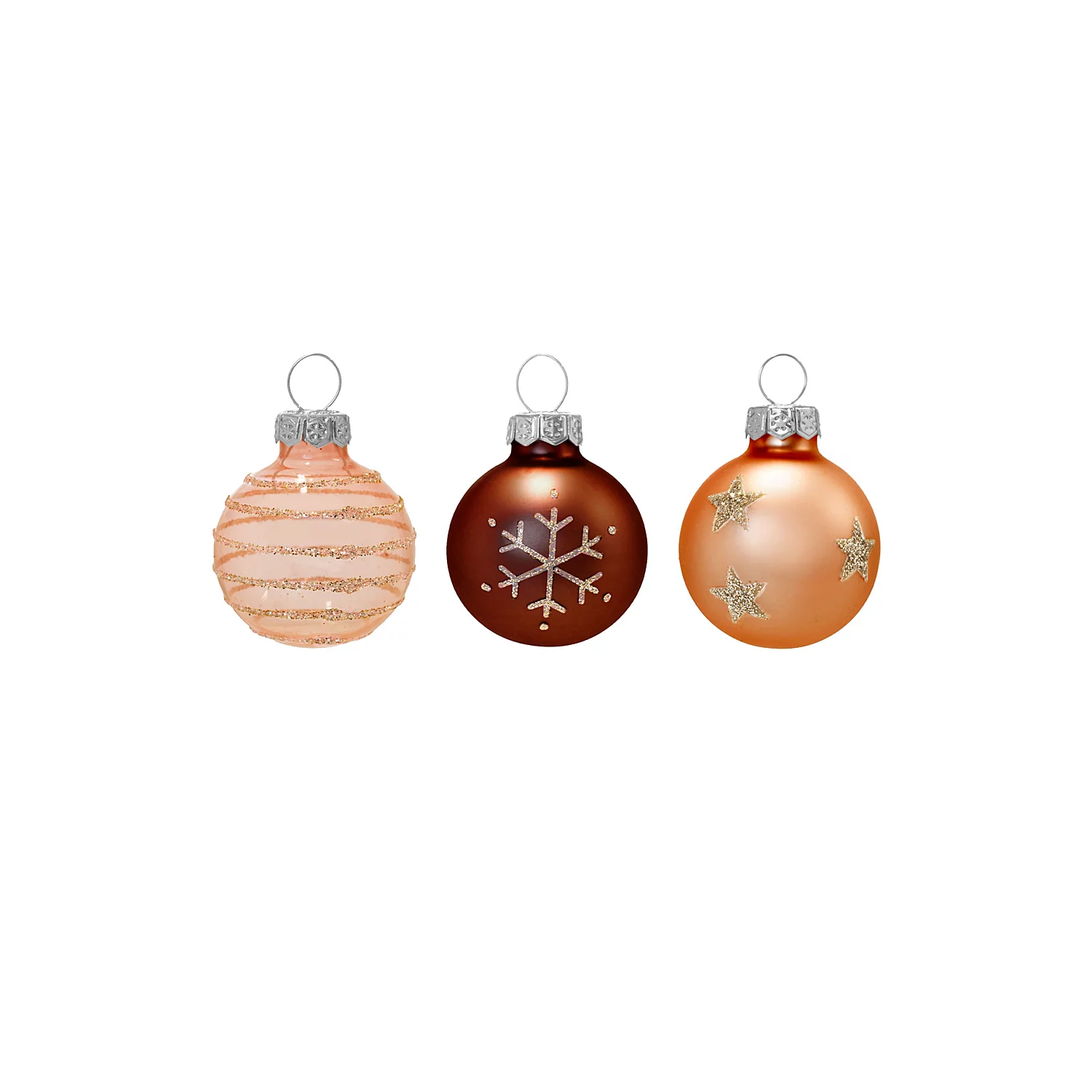 Boules de Noël en verre, rouille, 3 cm Ø, 9 boules