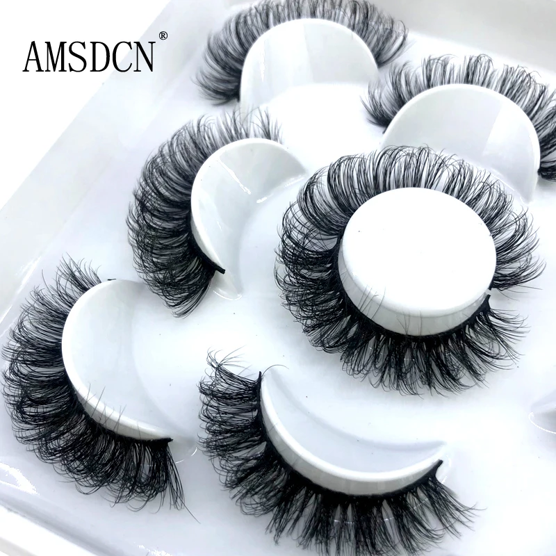 5 Paar flauschige Wimpern 8–25 mm 3D-Nerzwimpern lange dicke natürliche falsche Wimpern Großhandel Wimpern Anbieter Make-up Nerzwimpern Image