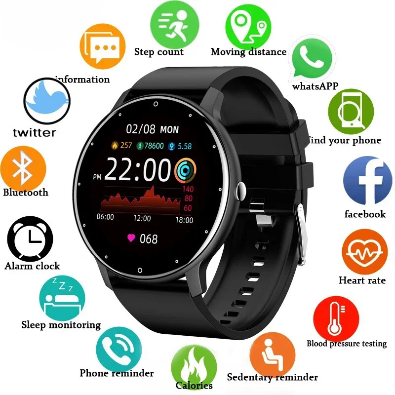 LIGE Frauen Bluetooth Anruf Smart Uhr Herzfrequenz Blutdruck Überwachung Smartwatches Wasserdicht Männer Smartwatch Für Android IOS Image