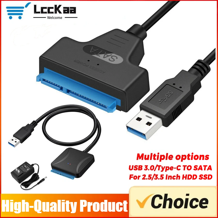 USB 3.0/Typ-C-auf-Sata-Kabel bis zu 6 Gbit/s für 2,5/3,5 Zoll externe HDD SSD-Festplatte SATA 3 22-poliges USB 3.0-zu-Sata III-Kabel Image