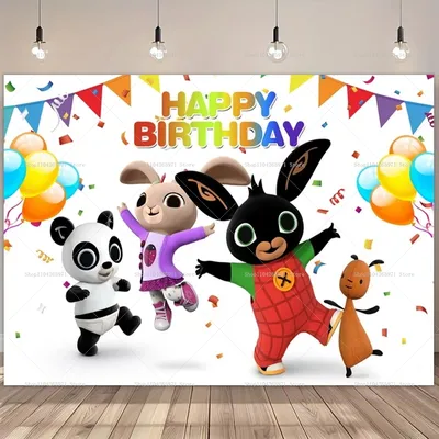 Bing Kaninchen Hintergrund Tuch Kinder Cartoon Geburtstag Party Dekoration Fotografie Studio Foto Digitale Hintergrund Geschenke KEIN DIY