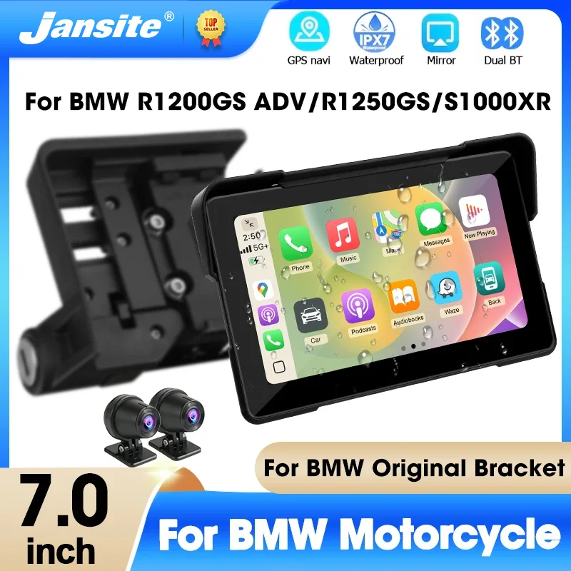 Jansite 7 Zoll Für BMW Motorrad Carplay GPS-Navigation Drahtloses Android Auto Dual BT Für BMW R1200GS ADV/ R1250GS ADV/S1000XR Image