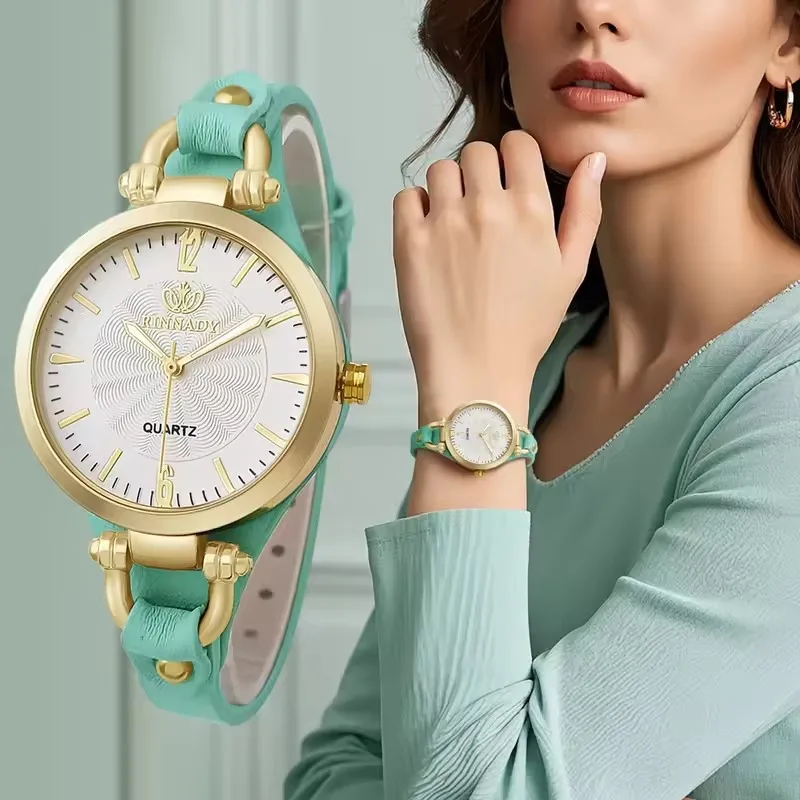 New Quartz Watch Women PU Leather Thin Strap Wristwatch Ladies Watches Solid Color Fashion Women Gift Watch