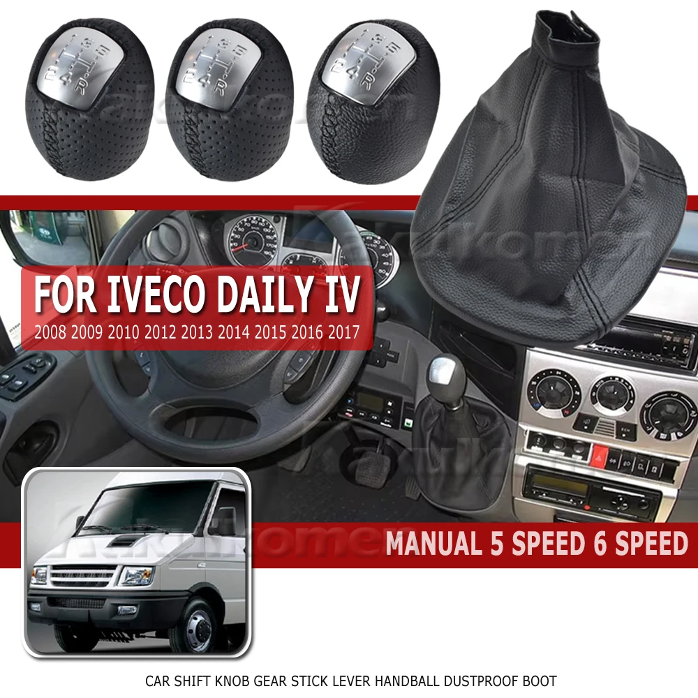 Für IVECO DAILY 2006 2007 2008 2009 2010 2011 2012 2013 2014 2015 2016 2017 Auto 5/6 Geschwindigkeit Schalthebel Schaltknauf Leder Boot Image