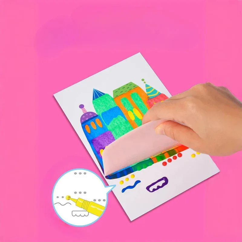 Regenbogen-Pitillismus-Kratz-Lesezeichen – lustige handgefertigte Kunst zum Selbermachen, abstrakte Malerei, Postkarte und Geschenk Image