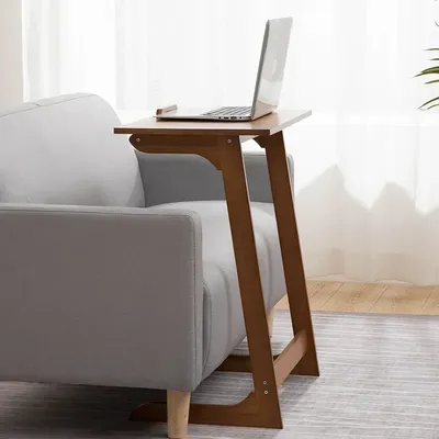 Breakfast Table Simple Light Luxury Coffee Table, Convenient Folding Round Solid Wood Panel, Adjustable Laptop Stand