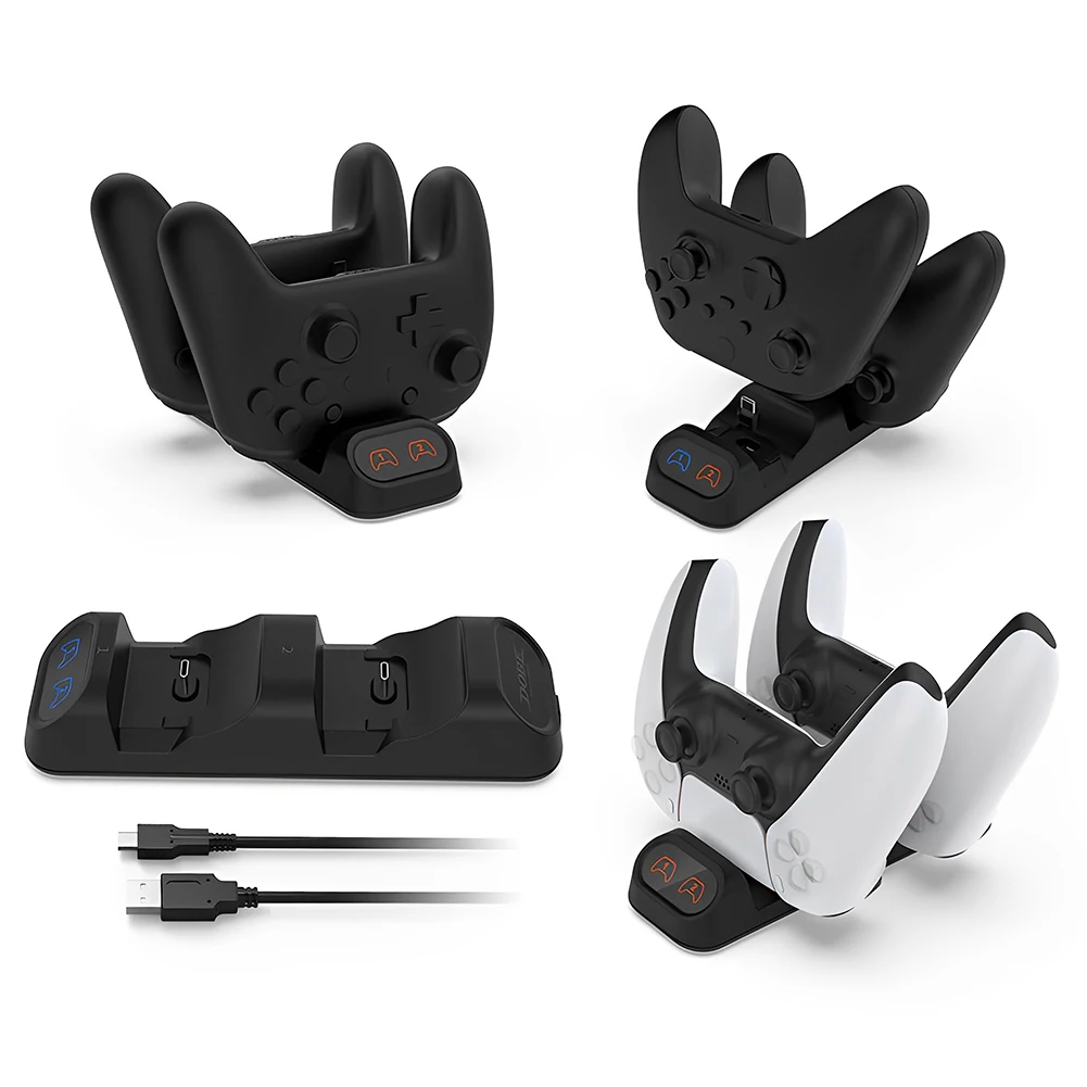 Duales Schnellladegerät, kompatibel mit PS5/Switch Pro/Xbox Series S/X Controller-Ladestation mit Anzeige, Gamepad-Ladestation Image