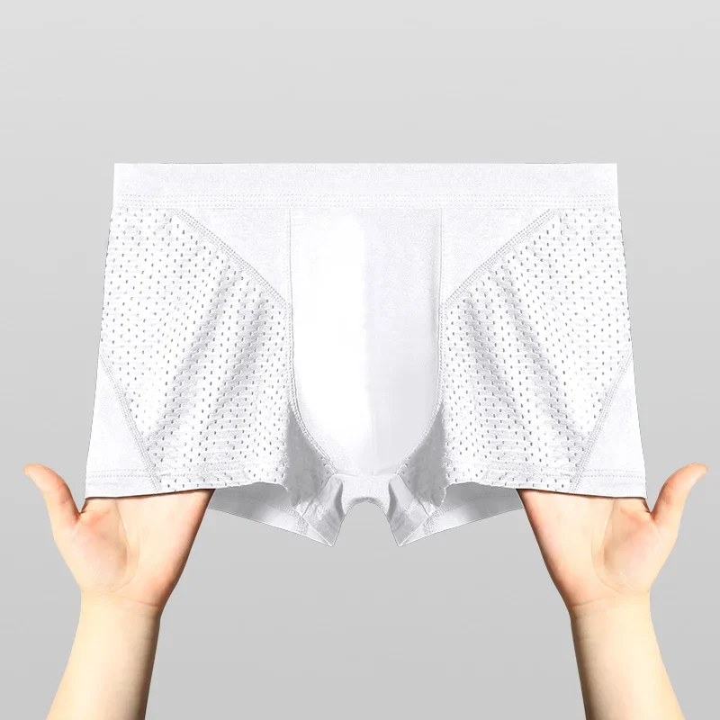 Herren-Boxershorts aus Eisseide für Herren, Sommer, dünne, atmungsaktive Modal-Mesh-Boxershorts für Jungen, kurze Shorts Image