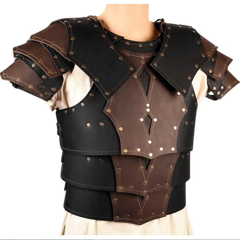 Mittelalterlicher römischer Gladiator Schulter Brustpanzer Wikinger Ritter Cosplay Kostüm Steampunk PU Leder Brustpanzer Weste Cuirass LARP Image