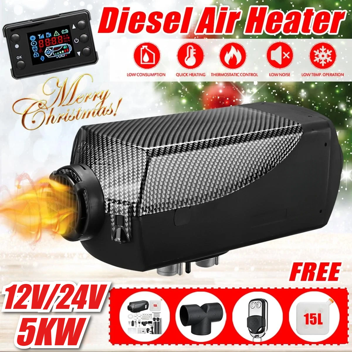 5KW 12V/24V Auto Diesel Standheizung Auto Kraftstoff-betriebene Heizung 12v/24v Luft Standheizung Fernbedienung Diesel Heizung Für auto Image