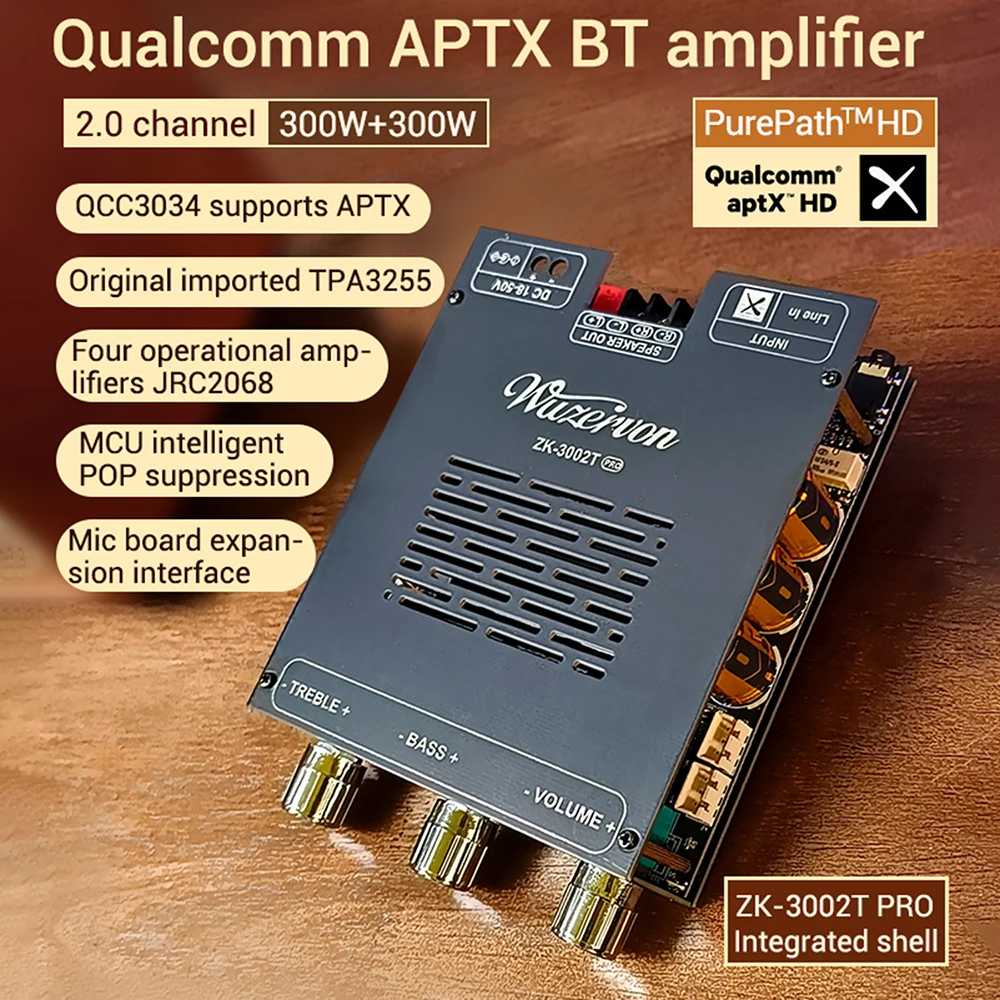 ZK-3002T PRO Bluetooth Verstärker Modul 2,0 Kanal 200Wx2 Stereo APTX Verlustfreie Audio Qualität TPA3255 Audio Verstärker Modul Image