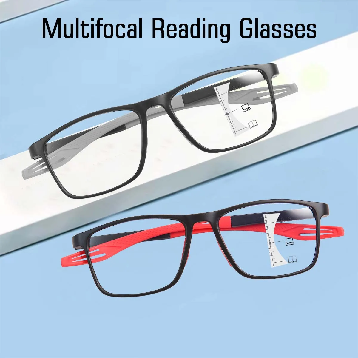 Intelligente Presbyopie-Brille TR90 Sport Progressive multifokale Lesebrille Fertig in der Nähe und in der Ferne Bifokale Brille Image