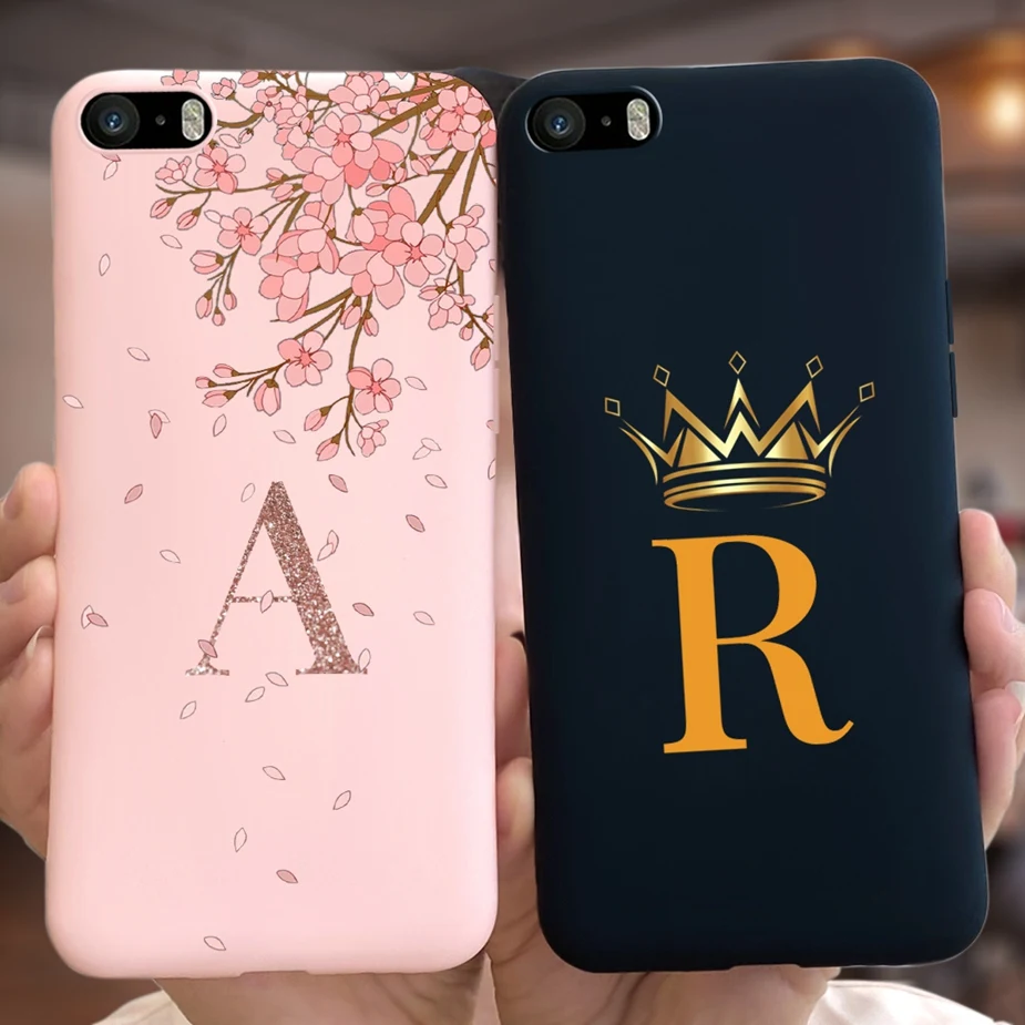 Für iPhone 5 5s SE Fall Nette Krone Buchstaben Abdeckung Weiche Silikon Telefon Fall Für iPhone SE 2020 2022 iPhone 5 iPhone SE Fundas Bumper