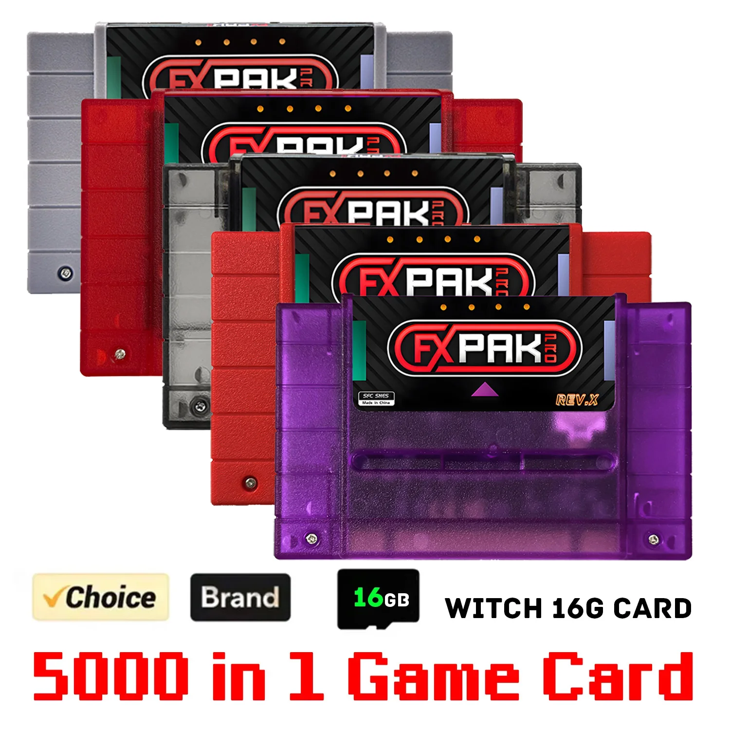 EVERGENESIS Fxpak Pro SNES Rev. X Version SNES Gane Cartridge SD2 Flash-Karte für SFC SNES 16-Bit-Videospielkonsole mit 8G-Karte Image