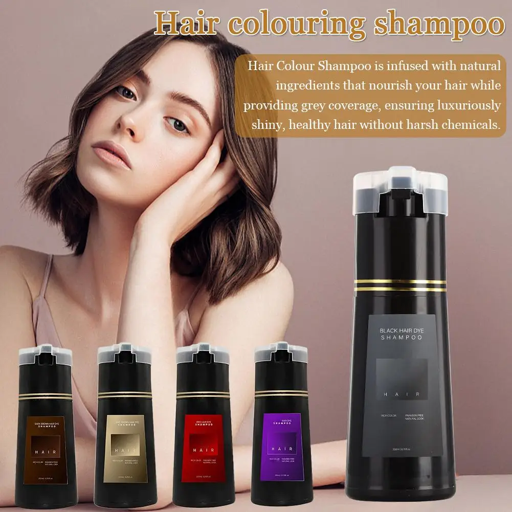 PHANSTA Hair Dye Shampoo Hair Instant Dye Shampoo,Hair Dye Coloring Shampoo For Gray Hair Long Lasting Nourish For Men Wome K7W0