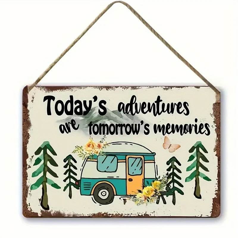 Rustikale Camping-Abenteuer-Wanddekoration aus Holz – Happy Camper Innendekoration, Geschenke im Landhausstil im Landhausstil