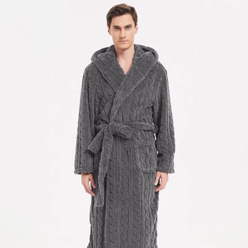 Die neue Herbst und Winter Herren warme Robe Pyjamas Paar Robe Shu Baumwolle Samt Jacquard mit Kapuze verdickte Paar Robe Homewear Image