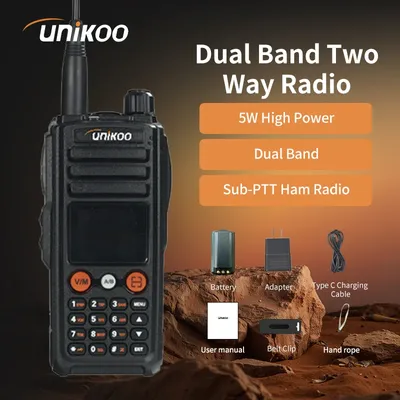 UNIKOO US-UV465 Walkie Talkie 5W Dual Band Ham Two Way Radio Vhf Uhf FM Radio NOAA SOS Alert Handheld Transceiver Hunting