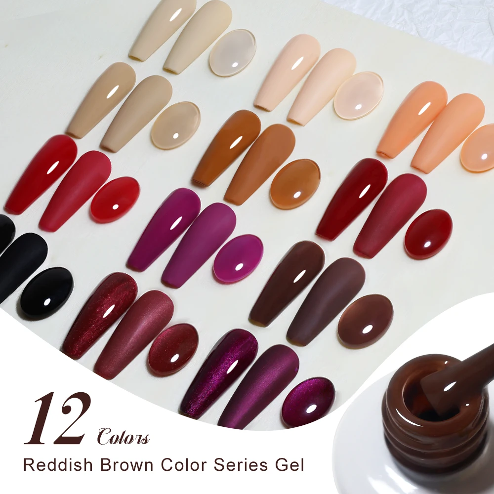 Clou Beaute 15 ml HEMA TPO FREE Gel-Nagellack, semipermanenter Hybrid-Gel-Nagellack in Schwarz und Rot, Nagelkunst, UV-Nagellack Image