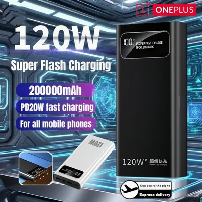 Oneplus 120W Super Fast Charging 200000mAh High Capacity Portable Power Bank Digital Display Power Bank For Iphone Xiaomi Huawei