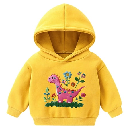 yocbz Baby Boys Dinosaurs Hoodie Boy Girls Truck Pullover with Pocket Toddler Boy Kids Rocket Sweatshirt Yellow 3-4 Years