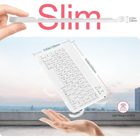 YTGRF-Bluetooth Keyboard Portable Magnetic Ultra-Slim 7-Color Backlit Wireless Wireless Keyboard Compatible with Apple & Samsung Android iOS Windows - for Phones Tablets & Laptops White