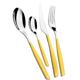 BUGATTI, Glamour, 24-Piece Cutlery Set in 18/10 Stainless Steel and Yellow Handle. 6-Person Cutlery Set consisting of 6 Spoons, 6 Forks, 6 Knives and 6 Coffee Spoons