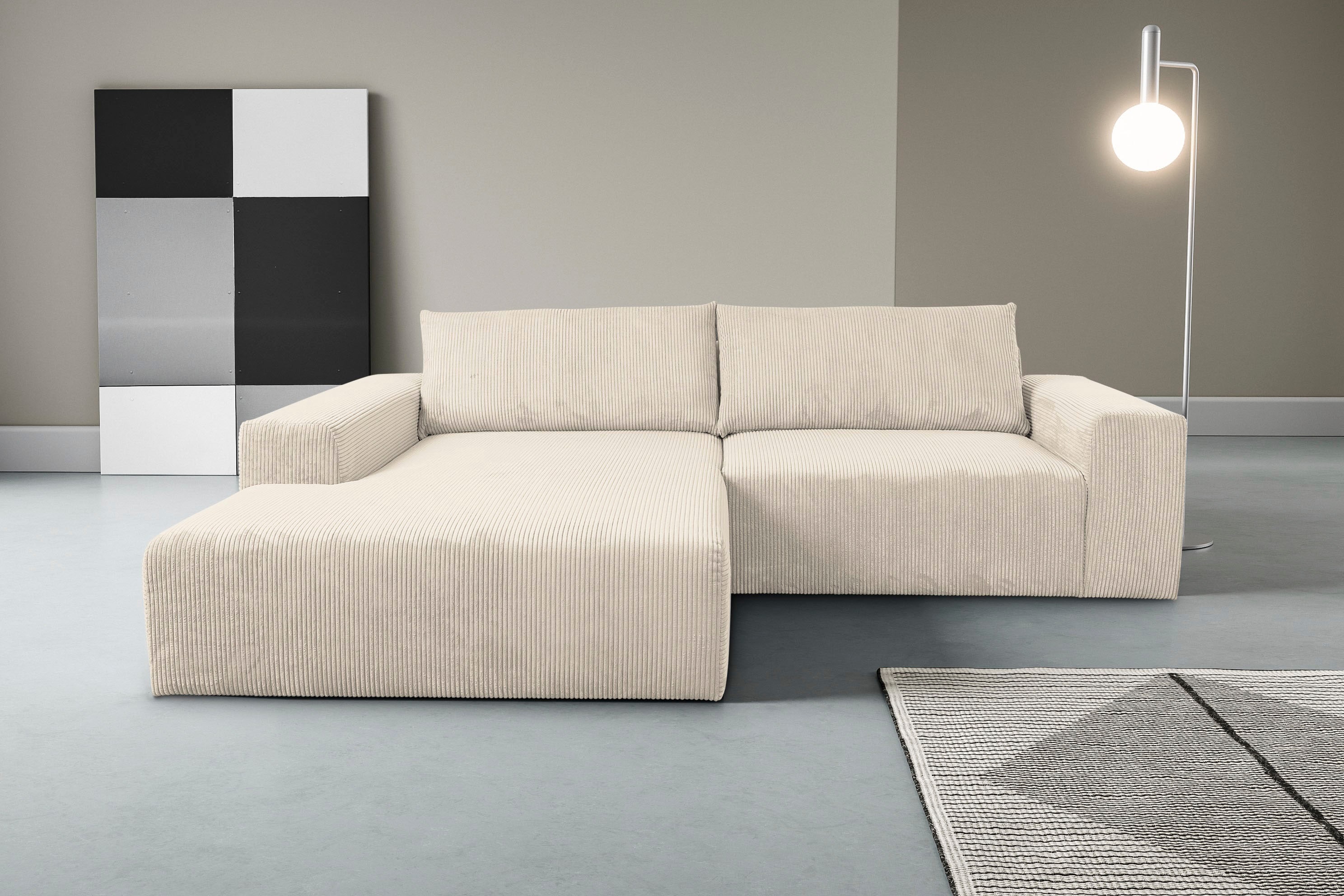Ecksofa WERK2 "Rio, elegant & bequem, Breite 262 cm, L-Form", natur, B:262cm H:83cm T:188cm, 90% Polyester, 10% Nylon, Sofas, Puristisches Design mit maximalem Komfort Image