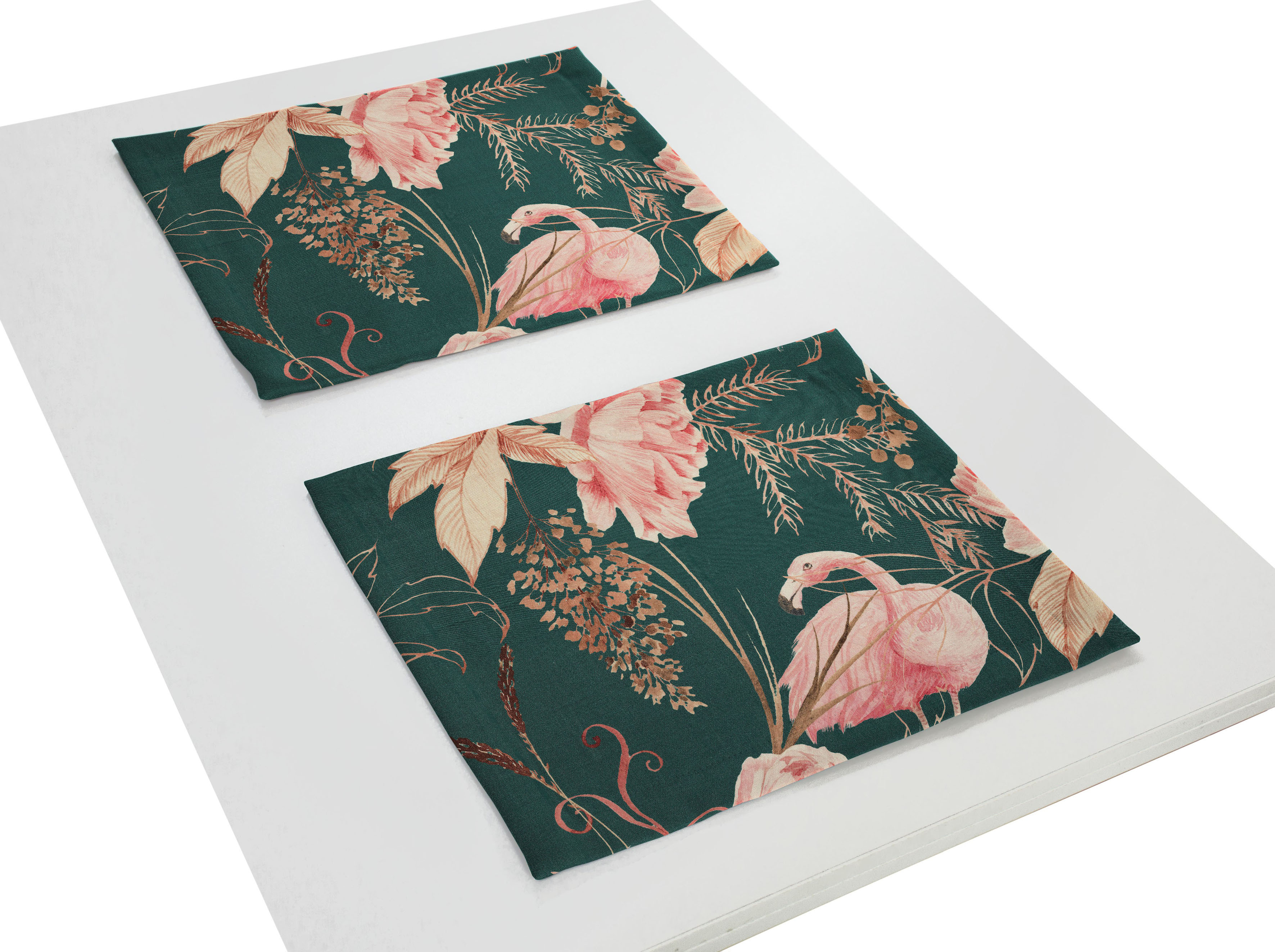 Platzset ADAM "Eden" Gr. 1, bunt (dunkelgrün, rosa), B:40cm L:30cm, Obermaterial: 100% Baumwolle, Platzsets, GOTS organic,zertifiziert durch CERES 0242Made in Germany Image