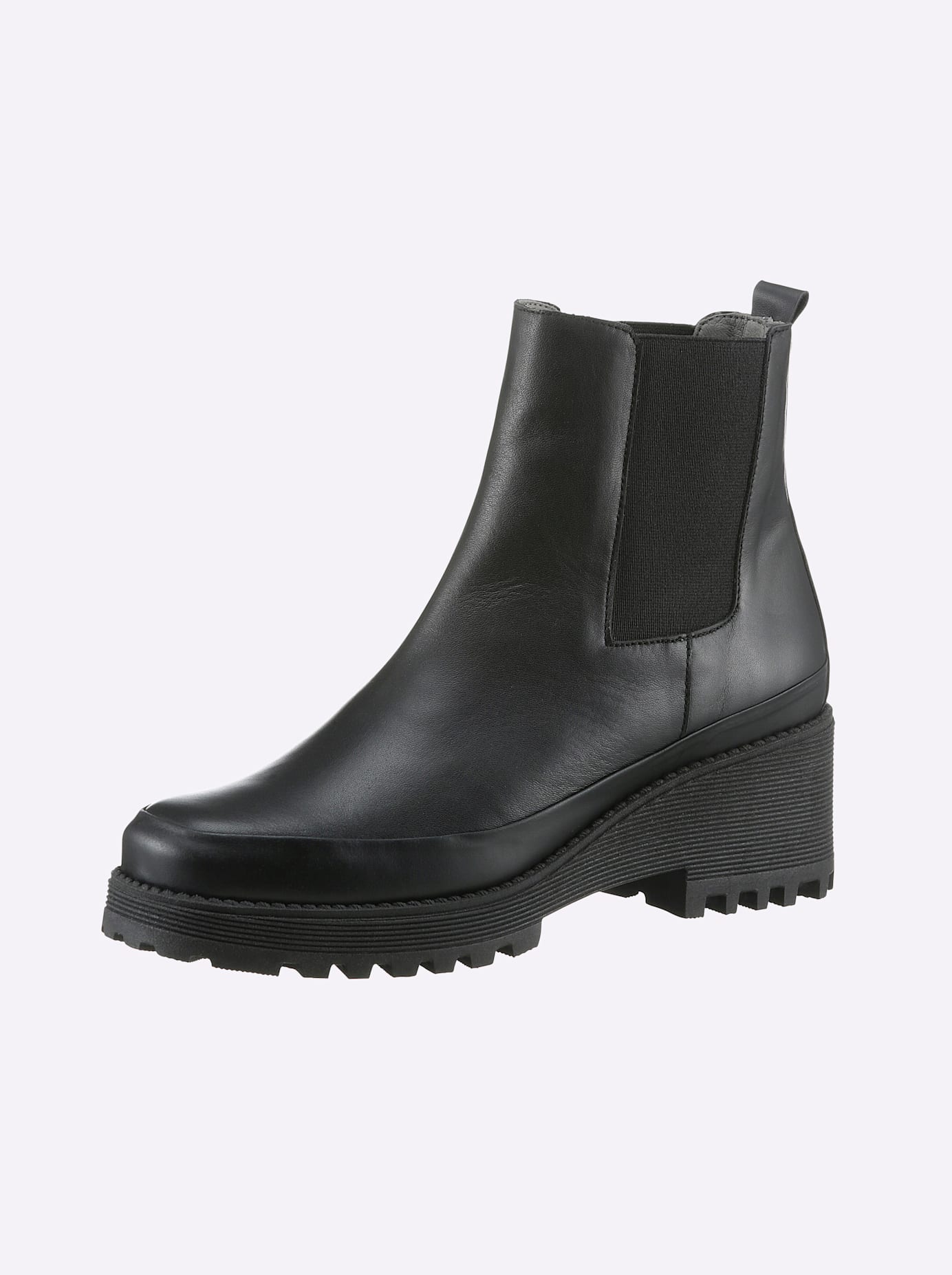 Stiefelette HEINE, Damen, Gr. 35, schwarz, Glattleder, Leder, Rindsleder, Schuhe Stiefelette