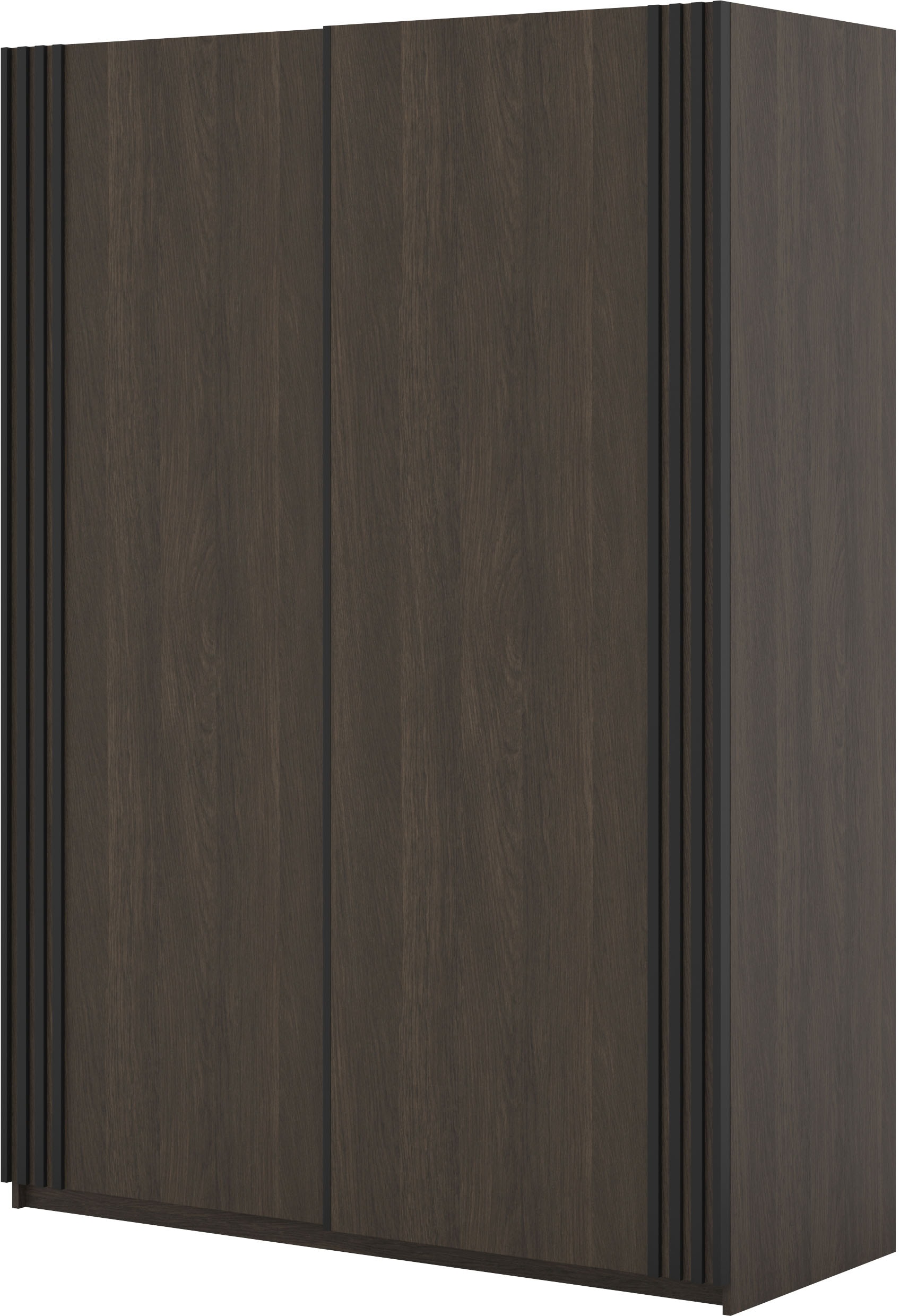 Schwebetürenschrank HOME AFFAIRE "Niva, Garderobenschrank incl.kompletter Innenausstattung", eiche nussbaum, B:150cm H:210cm T:61cm, FSC-zertifizierter Holzwerkstoff, Melamin, Metall, Schränke, Moderner Kleiderschrank, Schiebetürenschrank, Lamellen,...