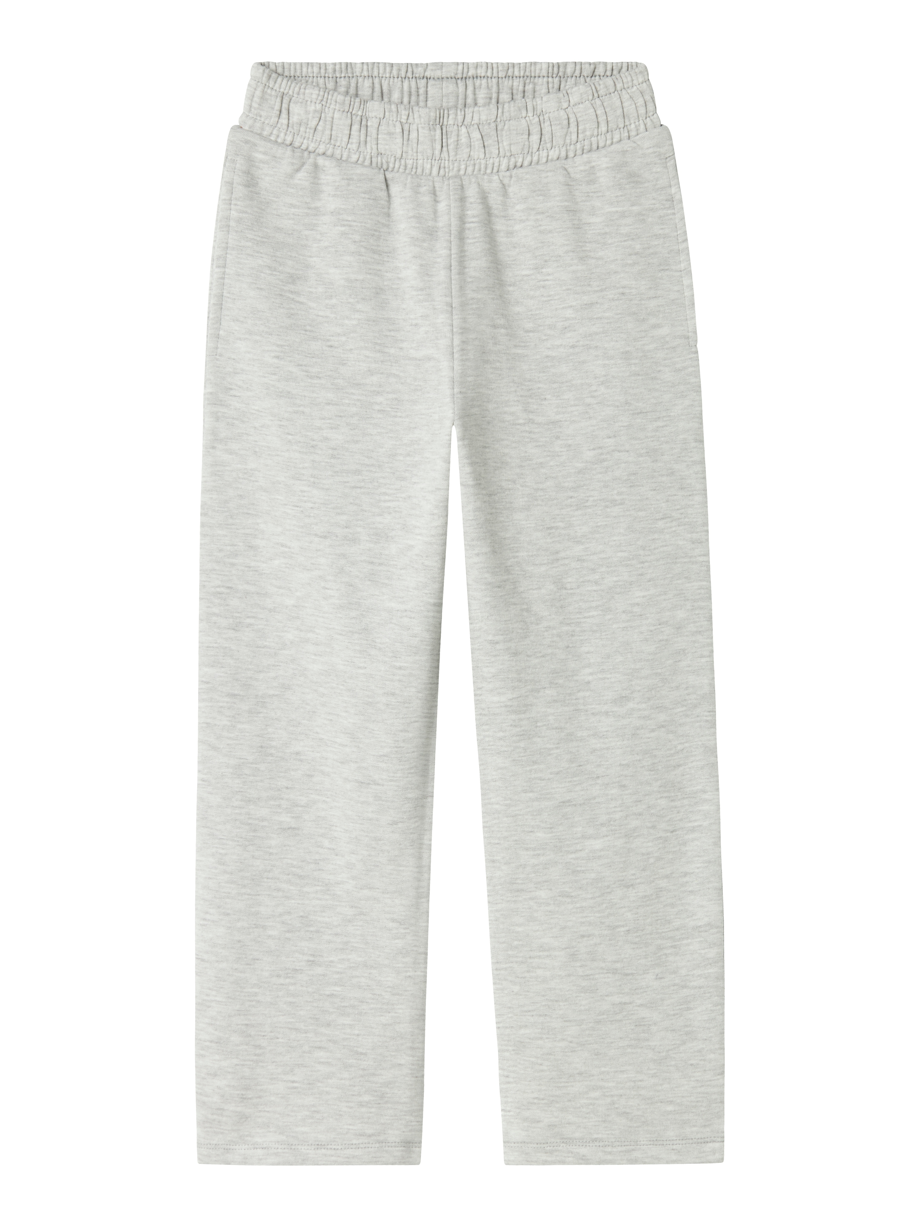 Sweathose NAME IT "NKMMALLO STRAIGHT SWEAT PANT BRU NOOS", Jungen, Gr. 128, N-Gr, light grau melange (blank), Sweatware, Obermaterial: 80% Baumwolle, 20% Polyester, meliert, unifarben, Basic normal, Hosen Image
