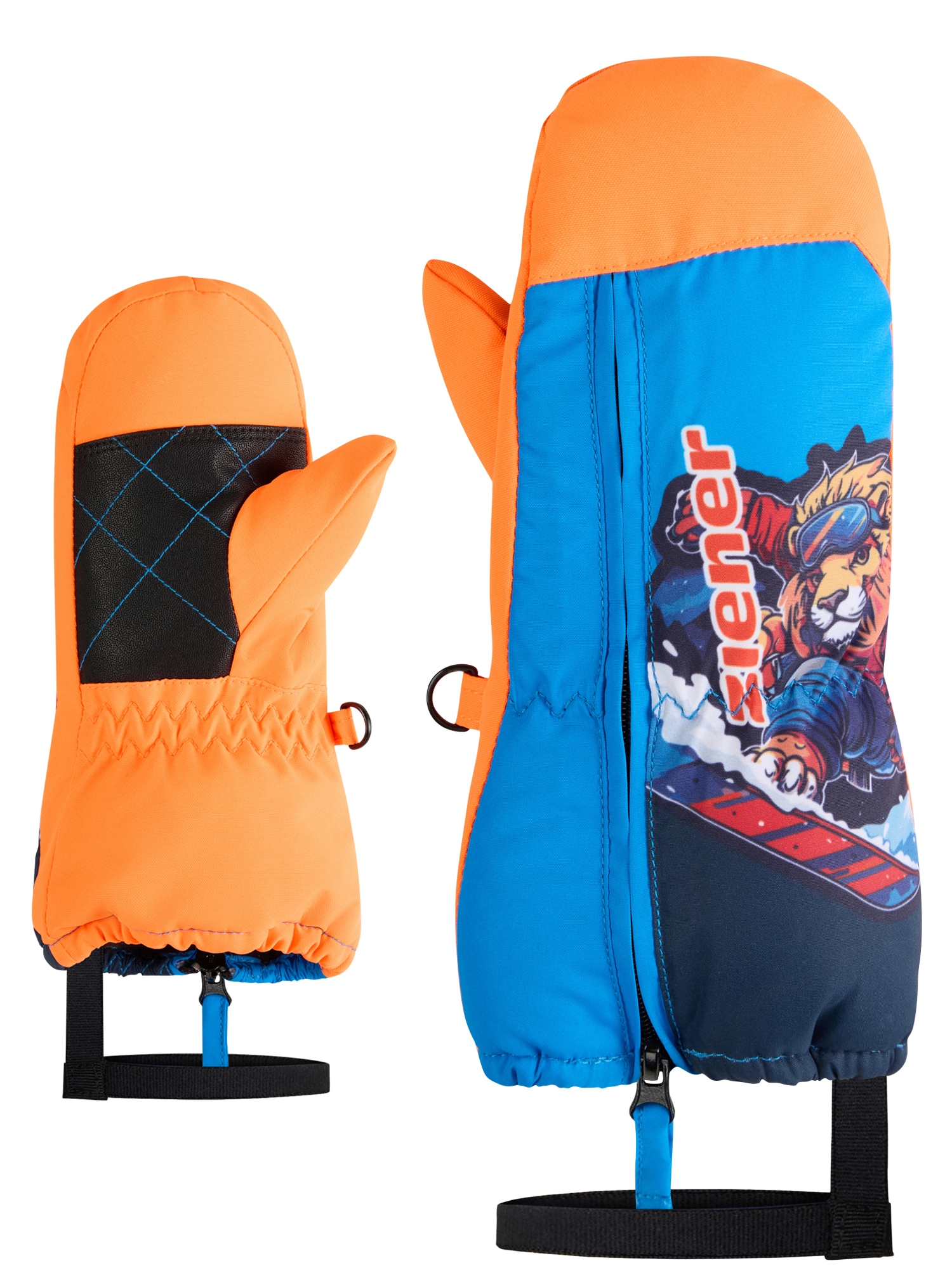 Fäustlinge ZIENER "LEON-Z glove mini", Kinder, Gr. 1,5, orange (poison orange), Obermaterial: 100% Polyester; Innenhand: 100% Polyester; Futter: 100% Polyester; Wattierung: 100% Polyester, Handschuhe Image