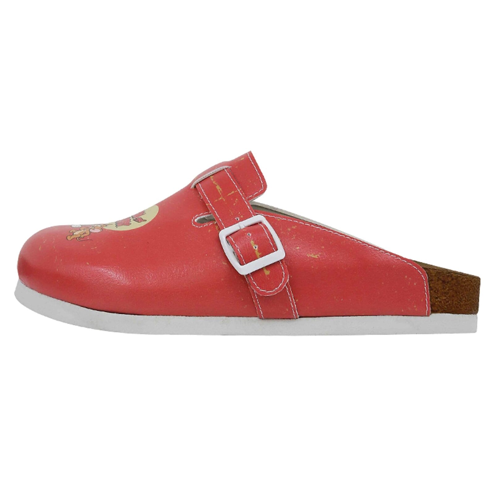 Hausschuh DOGO "Comfie Pantoletten Hausschuhe Tom & Jerry Damen Sandalen", Damen, Gr. 40, Normalschaft, rot, Lederimitat, Schuhe, Handgefertigt