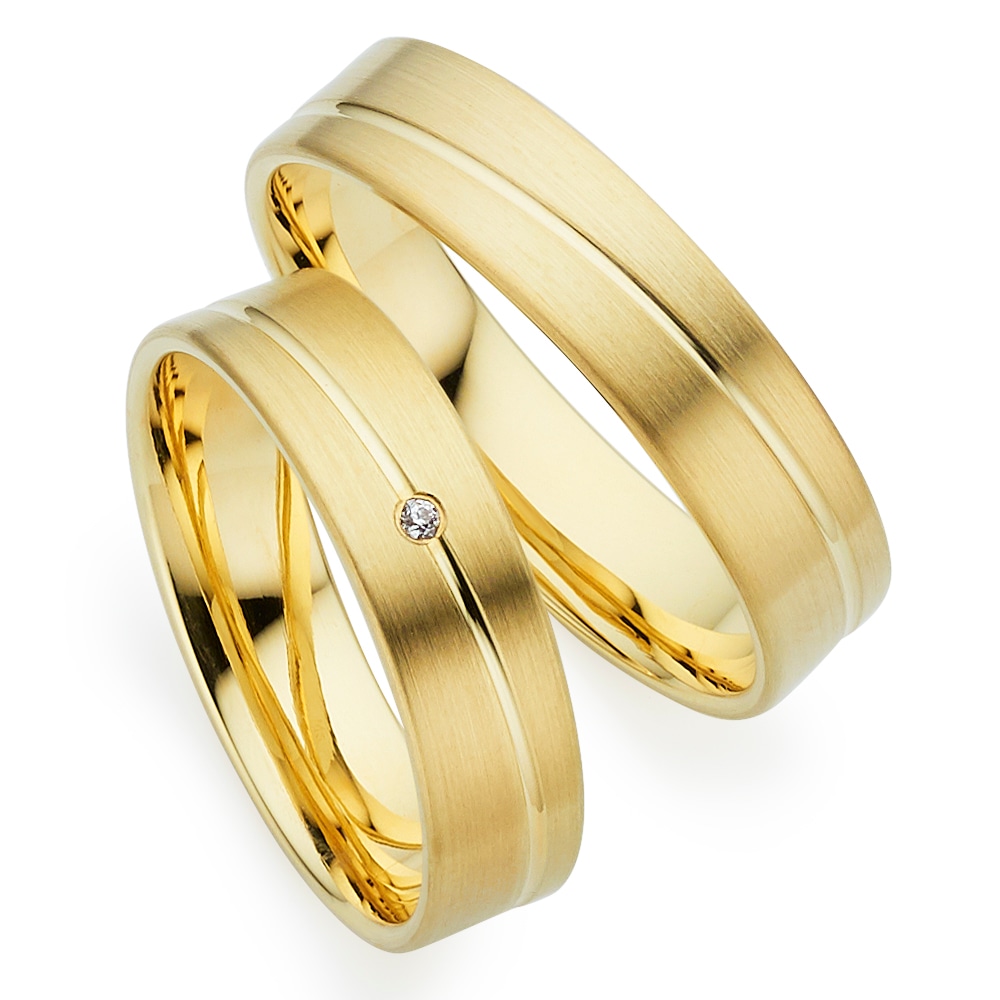 Trauring PHÖNIX "Schmuck, Partnerring, Ehering, Verlobungsring, Freundschaftsring" Gr. 53, gelbgoldfarben, Fingerringe, 53, ohne Brillant, Silber 925 (Sterlingsilber), 5mm, Made in Germany - wahlweise mit oder ohne Brillant Image