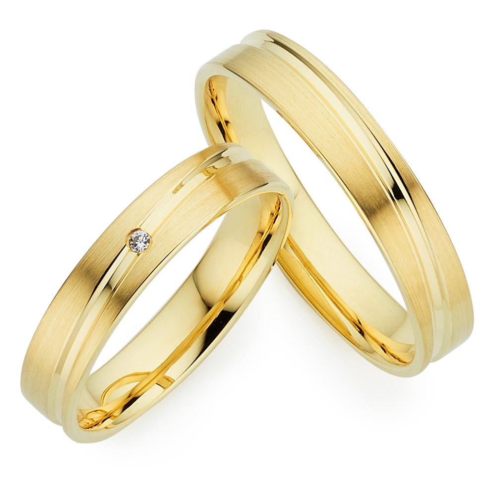 Trauring PHÖNIX "Schmuck, Partnerring, Ehering, Verlobungsring, Freundschaftsring" Gr. 56, gelbgoldfarben, Fingerringe, 56, ohne Brillant, Silber 925 (Sterlingsilber), 4mm, Made in Germany - wahlweise mit oder ohne Brillant Image