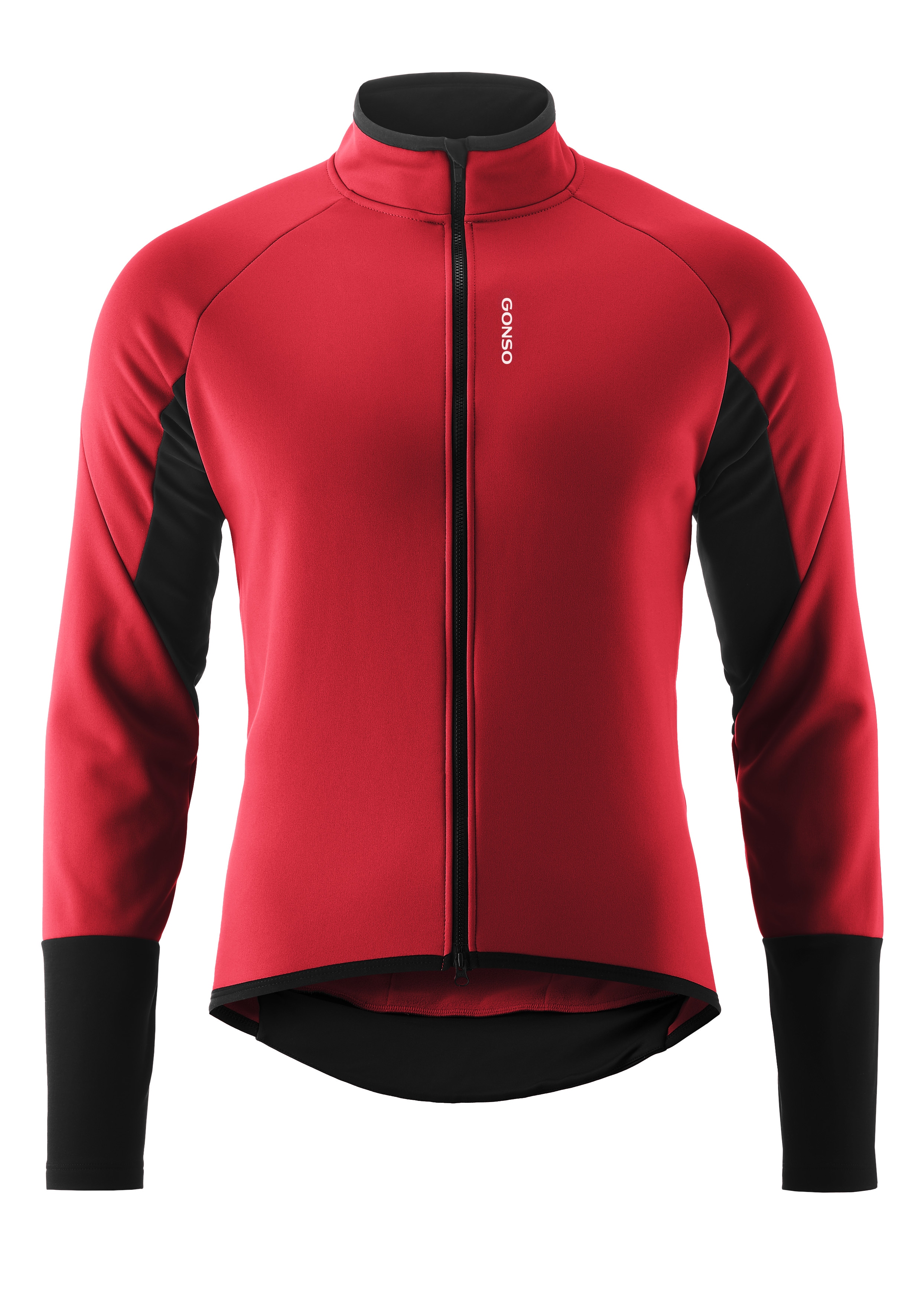 Fahrradjacke GONSO "ROAD JACKET SOFTSHELL 2 M", Herren, Gr. L, ziegelrot, 80% Polyester, 15% Polyamid, 5% Elasthan, Rundhals, Jacken, Herren Softshell-Jacke, atmungsaktive Radjacke, Tight Fit Image