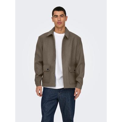 Hemdjacke ONLY & SONS "ONSCONNOR LIFE JACKET OTW", Herren, Gr. XL, bungee cord detail:melange, Web, Obermaterial: 100% Polyester, meliert, modisch, regular fit, Langarm, Jacken