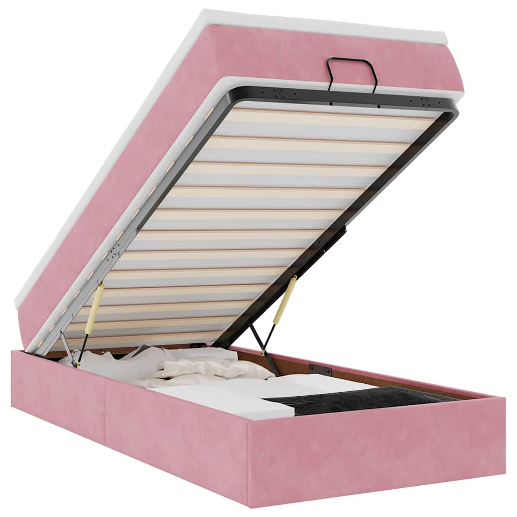 vidaXL Ottoman-Bett mit Matratze Rosa 100x200 cm Samt Image