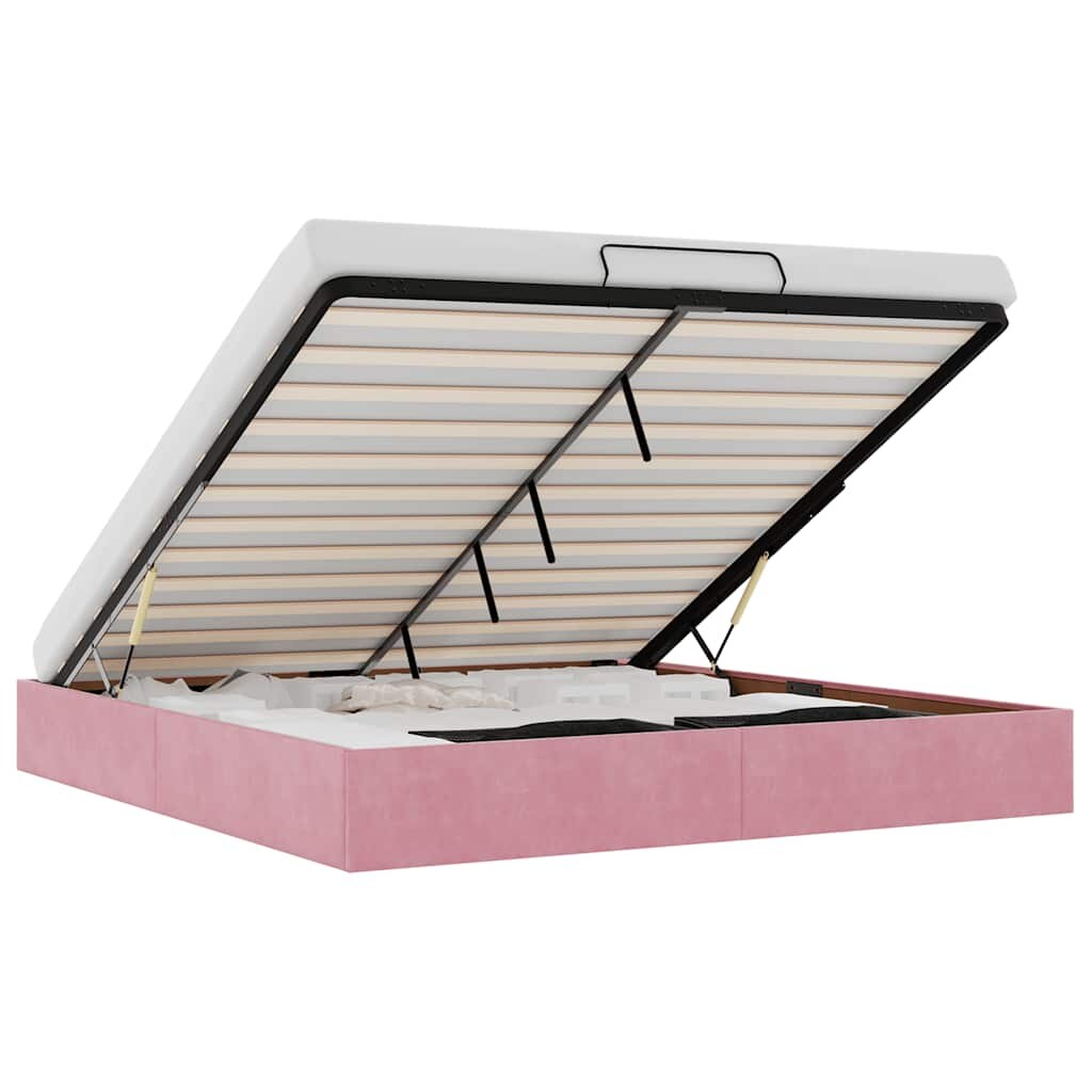 vidaXL Ottoman-Bett ohne Matratze Rosa 180x200 cm Samt Image